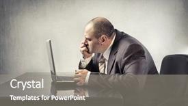  Presentation with stressed - Amazing PPT theme having stressed businessman using a laptop backdrop and a gray colored foreground