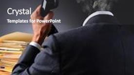  Presentation with files - Cool new PPT layouts with stressed-businessman-with-files backdrop and a dark gray colored foreground