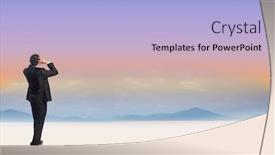  Presentation with serene - Beautiful PPT theme featuring stressed businessman with hands on head against serene landscape backdrop and a light blue colored foreground