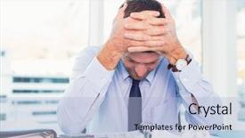  Presentation with workplace stress - Slide deck consisting of stressed businessman with head background and a light blue colored foreground