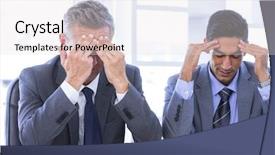  Presentation with stressed - Beautiful slide deck featuring stressed businesspeople in the office backdrop and a light gray colored foreground