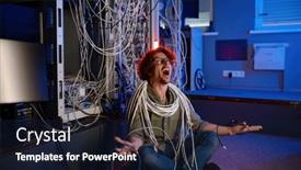  Presentation with computer network - Presentation theme enhanced with stressed-computer-engineer-trying background and a wine colored foreground