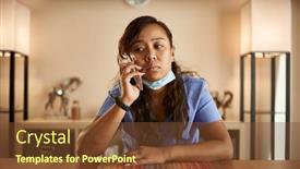  Presentation with stressed nurse - Presentation theme enhanced with stressed-filipina-nurse-taking-phonecall background and a tawny brown colored foreground