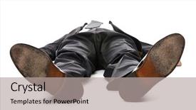  Presentation with stressed - Cool new slide set with stressed male - businessman laying down backdrop and a light gray colored foreground