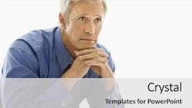  Presentation with middle ages portrait - Presentation featuring stressed male - middle aged caucasian man background and a light gray colored foreground