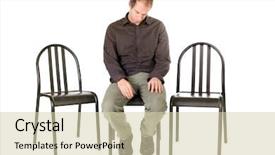  Presentation with happy sad face man - PPT layouts consisting of stressed male - very sad man seated background and a soft green colored foreground