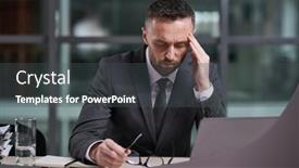  Presentation with director - Presentation with stressed-male-director-of-business background and a dark gray colored foreground