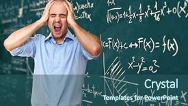  Presentation with prehistoric man - Audience pleasing PPT layouts consisting of stressed man and blackboard background backdrop and a  colored foreground