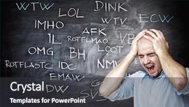  Presentation with stressed - Beautiful presentation theme featuring stressed man and internet slang backdrop and a dark gray colored foreground