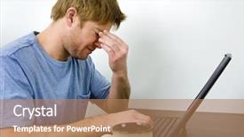  Presentation with stressed - Audience pleasing slides consisting of stressed man looking online backdrop and a coral colored foreground