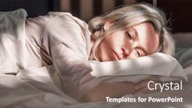  Presentation with lonely - Theme consisting of stressed-middle-aged-woman-lying background and a gray colored foreground