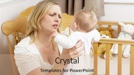  Presentation with nursery - Colorful slides enhanced with stressed mother holding baby backdrop and a coral colored foreground