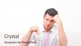  Presentation with head ache - Presentation theme consisting of stressed office man putting aspirin background and a lemonade colored foreground