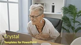  Presentation with work heart - Presentation having stressed-overworked-grey-haired-senior background and a violet colored foreground