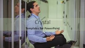  Presentation with server room - Presentation theme with stressed-sitting-on-floor background and a mint green colored foreground