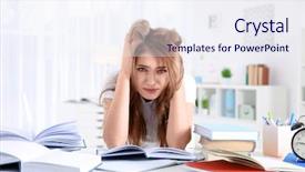  Presentation with exam - Theme featuring stressed student preparing for exam background and a sky blue colored foreground