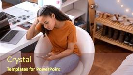  Presentation with teenage girl - Slide set enhanced with stressed-teenage-girl-at-home background and a tawny brown colored foreground