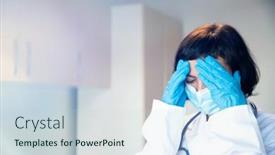  Presentation with mental healthcare - Beautiful slides featuring stressed-tired-doctor-during-covid backdrop and a sky blue colored foreground