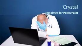  Presentation with mental healthcare - Beautiful theme featuring stressed-tired-doctor-during-covid backdrop and a ocean colored foreground