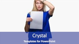  Presentation with blank - Cool new slide deck with stressed with hand on head backdrop and a royal blue colored foreground