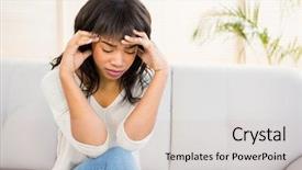  Presentation with theripist couch - Audience pleasing PPT layouts consisting of stressed woman holding her head backdrop and a lemonade colored foreground