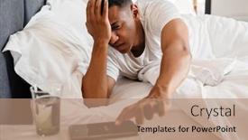  Presentation with cosmic african - Presentation design consisting of stressed-young-african-man-waking background and a coral colored foreground