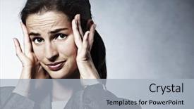  Presentation with young business people - Beautiful theme featuring stressed young business woman having backdrop and a light gray colored foreground