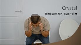  Presentation with waiting room - Slides consisting of stressed-young-latin-man-alone and a light gray colored foreground