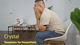  Presentation with waiting room - Presentation theme consisting of stressed-young-latin-man-alone background and a tawny brown colored foreground