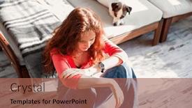  Presentation with thought - Theme enhanced with stressed-young-woman-sit-near background and a red colored foreground