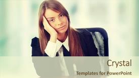  Presentation with woman and drugs - Presentation theme featuring stressed young woman sitting behind background and a cream colored foreground