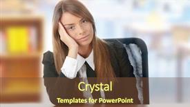  Presentation with stressed - Cool new theme with stressed young woman sitting behind backdrop and a tawny brown colored foreground