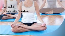  Presentation with stretch - Slide deck featuring stretch arm - cropped image of women doing background and a  colored foreground