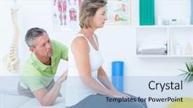  Presentation with doctor office - Amazing presentation theme having stretch arm - doctor examining his patient back backdrop and a light blue colored foreground