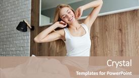  Presentation with sensuality woman black angel relaxing - Audience pleasing PPT theme consisting of stretch arm - happy relaxed young woman stretching backdrop and a coral colored foreground