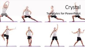  Presentation with exercises - Presentation theme having stretching - man doing exercises on white background and a sky blue colored foreground