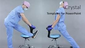  Presentation with stretching - Audience pleasing presentation theme consisting of stretching-exercise-for-dentist backdrop and a light gray colored foreground