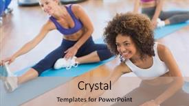  Presentation with group fitness - Amazing presentation design having stretching exercises in the fitness backdrop and a coral colored foreground