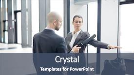  Presentation with airport security - PPT theme with stretching her arm while security background and a ocean colored foreground