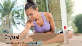  Presentation with robotic leg - Colorful presentation theme enhanced with stretching her leg after fitness backdrop and a coral colored foreground