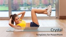  Presentation with exercise kids kid doing fitness - Cool new presentation theme with stretching in a fitness club backdrop and a  colored foreground