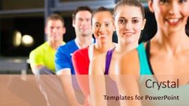  Presentation with big group people - Audience pleasing presentation theme consisting of stretching in gym for better backdrop and a  colored foreground