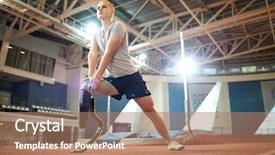  Presentation with knee - PPT layouts having stretching knee of handicapped leg background and a coral colored foreground