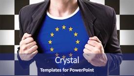  Presentation with european union - Presentation with stretching suit with european union background and a navy blue colored foreground