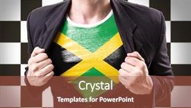  Presentation with checkered flag - Beautiful presentation design featuring stretching suit with jamaica flag backdrop and a red colored foreground