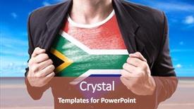  Presentation with south beach - Audience pleasing presentation consisting of free award - businessman stretching suit with south backdrop and a coral colored foreground