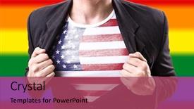  Presentation with usa flag - Presentation design having stretching suit with usa flag background and a violet colored foreground