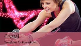  Presentation with stretching - Slide set with biochemistry exercise training - digital composite of woman stretching background and a coral colored foreground