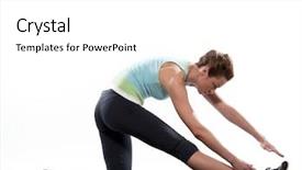  Presentation with posture - Cool new presentation design with stretching workout posture by a woman on studio white background backdrop and a white colored foreground