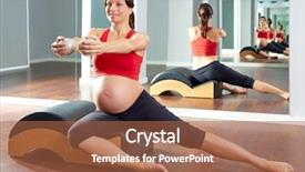  Presentation with pregnant woman - PPT layouts featuring stretchs exercise with wave corrector background and a  colored foreground